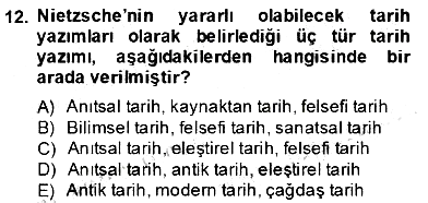 Tarih Felsefesi 2 2013-2014 Dönem Sonu Sınavı - 12. soru