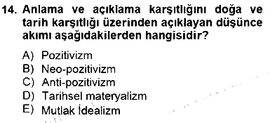 Tarih Felsefesi 2 2014-2015 Dönem Sonu Sınavı - 14. soru