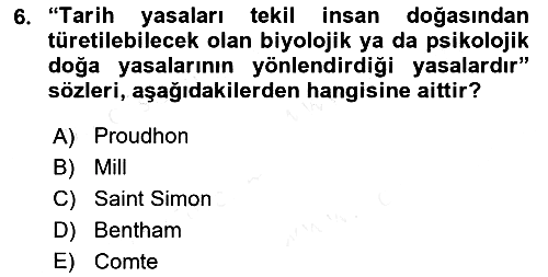 Tarih Felsefesi 2 2017-2018 Dönem Sonu Sınavı - 6. soru