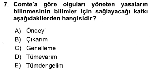 Tarih Felsefesi 2 2017-2018 Dönem Sonu Sınavı - 7. soru
