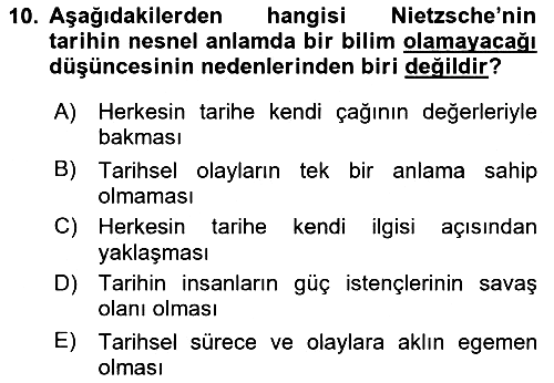Tarih Felsefesi 2 2018-2019 Dönem Sonu Sınavı - 10. soru