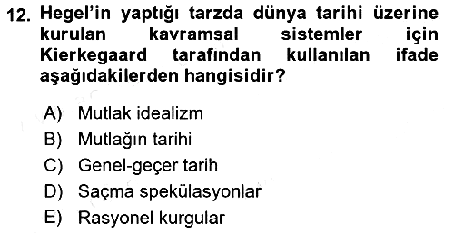 Tarih Felsefesi 2 2018-2019 Dönem Sonu Sınavı - 12. soru
