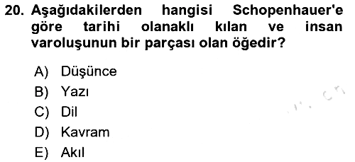 Tarih Felsefesi 2 2024-2025 Dönem Sonu Sınavı - 20. soru