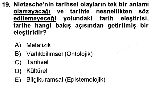 Tarih Felsefesi 2 2015-2016 Tek Ders Sınavı - 19. soru