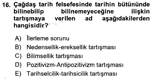 Tarih Felsefesi 2 2020-2021 Yaz Okulu Sınavı - 16. soru