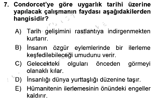 Tarih Felsefesi 2 2021-2022 Yaz Okulu Sınavı - 7. soru
