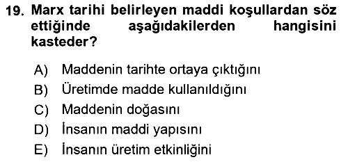 Tarih Felsefesi 2 2022-2023 Yaz Okulu Sınavı - 19. soru