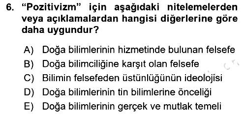 Tarih Felsefesi 2 2023-2024 Yaz Okulu Sınavı - 6. soru