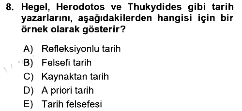 Tarih Felsefesi 2 2023-2024 Yaz Okulu Sınavı - 8. soru