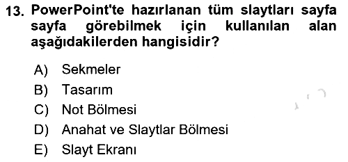 Temel Bilgi Teknolojileri 2023-2024 Ara Sınav - 13. soru