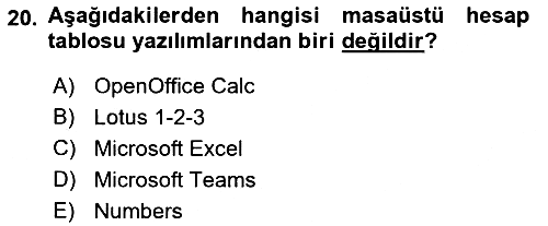 Temel Bilgi Teknolojileri 2023-2024 Ara Sınav - 20. soru