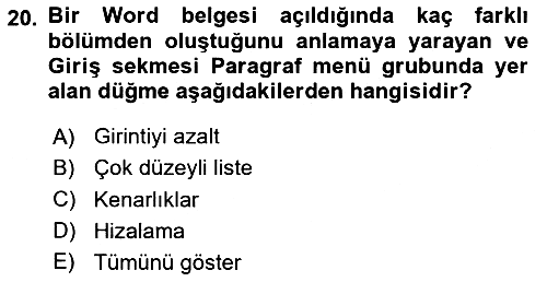 Temel Bilgi Teknolojileri 2025-2026 Ara Sınav - 20. soru