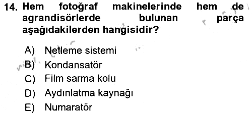 Temel Fotoğrafçılık 2016-2017 3 Ders Sınavı - 14. soru