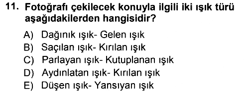 Temel Fotoğrafçılık 2012-2013 Ara Sınav - 11. soru
