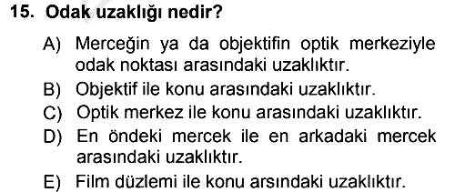 Temel Fotoğrafçılık 2012-2013 Ara Sınav - 15. soru