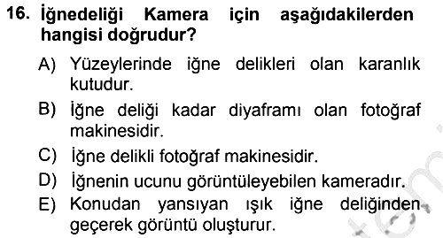 Temel Fotoğrafçılık 2012-2013 Ara Sınav - 16. soru