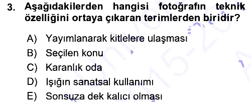 Temel Fotoğrafçılık 2015-2016 Ara Sınav - 3. soru