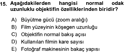 Temel Fotoğrafçılık 2015-2016 Ara Sınav - 15. soru