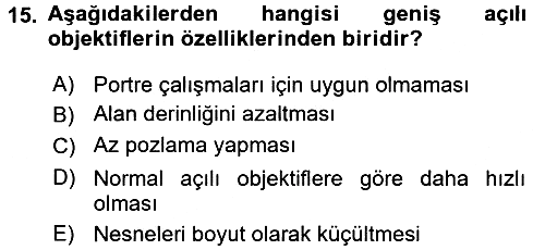 Temel Fotoğrafçılık 2016-2017 Ara Sınav - 15. soru