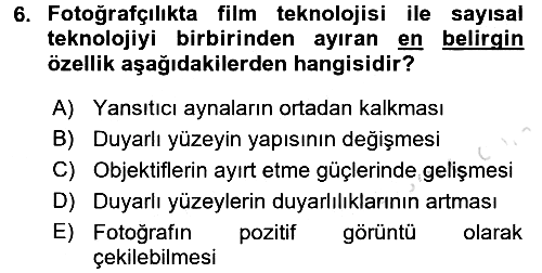 Temel Fotoğrafçılık 2017-2018 Ara Sınav - 6. soru