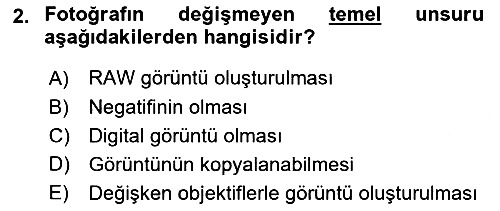 Temel Fotoğrafçılık 2021-2022 Ara Sınav - 2. soru