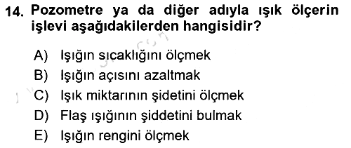 Temel Fotoğrafçılık 2021-2022 Ara Sınav - 14. soru