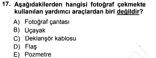 Temel Fotoğrafçılık 2012-2013 Dönem Sonu Sınavı - 17. soru