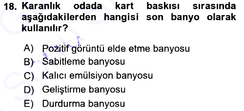 Temel Fotoğrafçılık 2015-2016 Dönem Sonu Sınavı - 18. soru