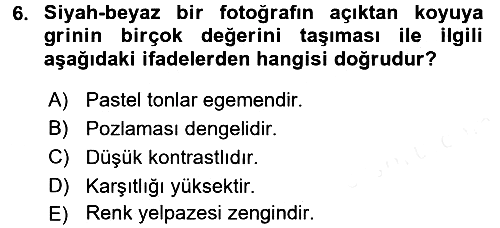 Temel Fotoğrafçılık 2016-2017 Dönem Sonu Sınavı - 6. soru