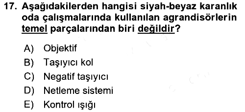 Temel Fotoğrafçılık 2017-2018 Dönem Sonu Sınavı - 17. soru