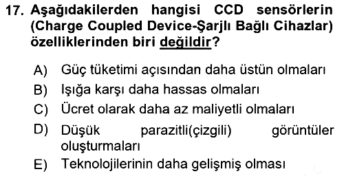Temel Fotoğrafçılık 2018-2019 Dönem Sonu Sınavı - 17. soru