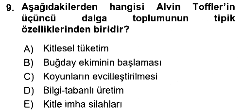 Toplumsal Değişme Kuramları 2021-2022 Ara Sınav - 9. soru