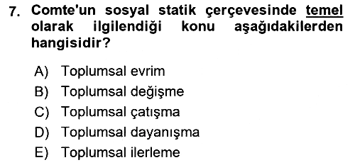 Toplumsal Değişme Kuramları 2022-2023 Ara Sınav - 7. soru