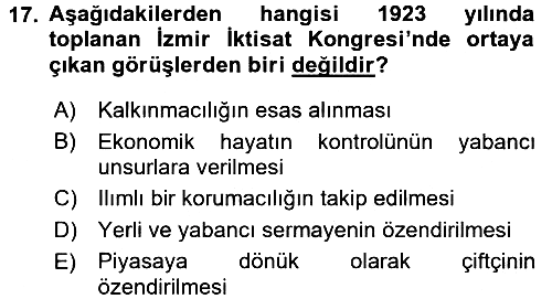Toplumsal Değişme Kuramları 2016-2017 Dönem Sonu Sınavı - 17. soru