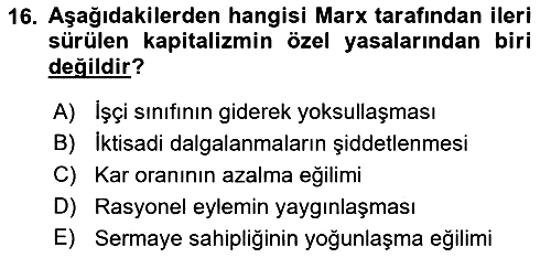 Toplumsal Değişme Kuramları 2021-2022 Yaz Okulu Sınavı - 16. soru