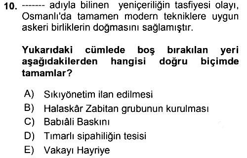 Türk Siyasal Hayatı 2017-2018 3 Ders Sınavı - 10. soru