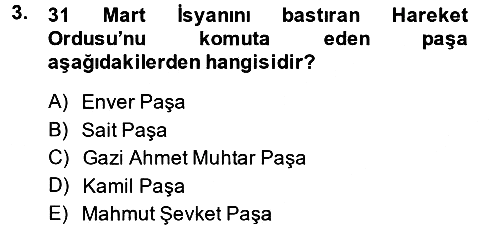 Türk Siyasal Hayatı 2014-2015 Ara Sınav - 3. soru