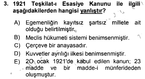 Türk Siyasal Hayatı 2016-2017 Ara Sınav - 3. soru