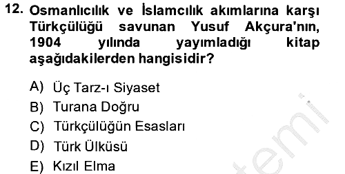 Türk Siyasal Hayatı 2013-2014 Dönem Sonu Sınavı - 12. soru