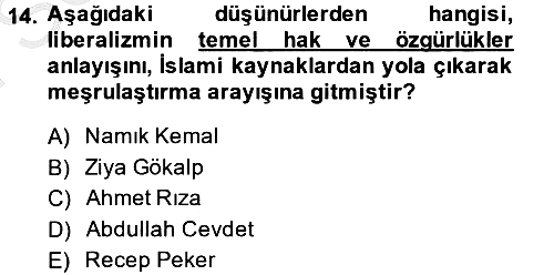 Türk Siyasal Hayatı 2013-2014 Dönem Sonu Sınavı - 14. soru