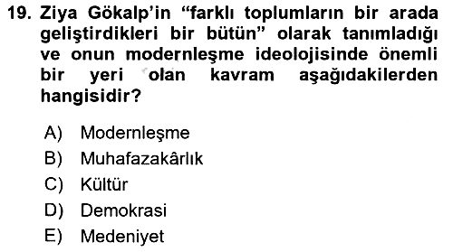 Türk Siyasal Hayatı 2021-2022 Dönem Sonu Sınavı - 19. soru