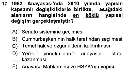 Türk Siyasal Hayatı 2025-2026 Ara Sınav - 17. soru