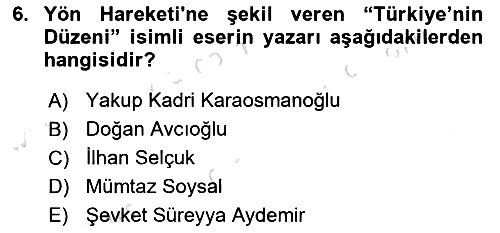 Türk Siyasal Hayatı 2025-2026 Dönem Sonu Sınavı - 6. soru