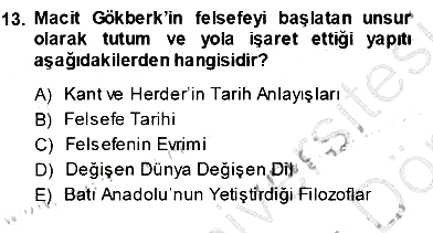 Türkiye´de Felsefenin Gelişimi 1 2013-2014 Ara Sınav - 13. soru
