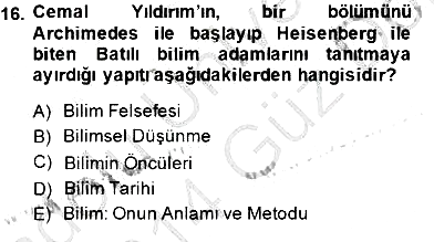 Türkiye´de Felsefenin Gelişimi 1 2013-2014 Dönem Sonu Sınavı - 16. soru