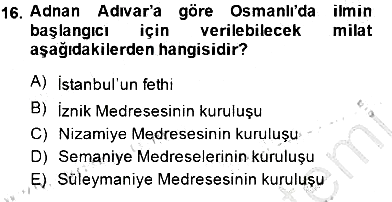 Türkiye´de Felsefenin Gelişimi 1 2014-2015 Dönem Sonu Sınavı - 16. soru