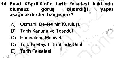 Türkiye´de Felsefenin Gelişimi 1 2015-2016 Dönem Sonu Sınavı - 14. soru