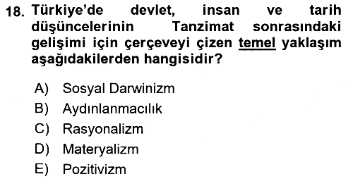 Türkiye´de Felsefenin Gelişimi 1 2017-2018 Dönem Sonu Sınavı - 18. soru