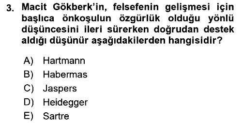 Türkiye´de Felsefenin Gelişimi 1 2018-2019 Dönem Sonu Sınavı - 3. soru