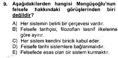 Türkiye´de Felsefenin Gelişimi 2 2012-2013 Ara Sınav - 9. soru